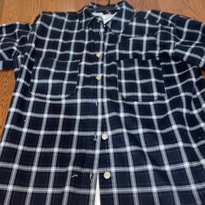 Top shop navy plaid shacket, size 6 but is longer and a tad oversized